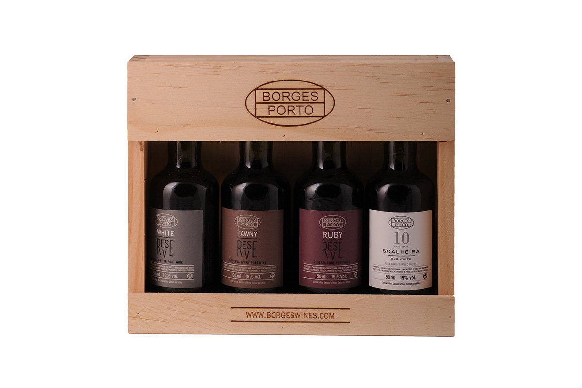 4x 50 ml. Borges pack Reserva (R.T.W.10AW) wooden giftbox | Origineel Kerstpakket