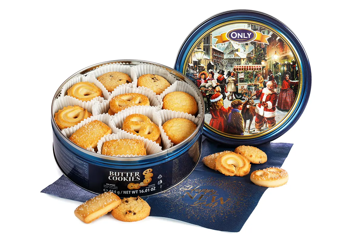 Kerstblik luxe koekjes | Origineel Kerstpakket 2023 van De Witte Raaf Ermelo