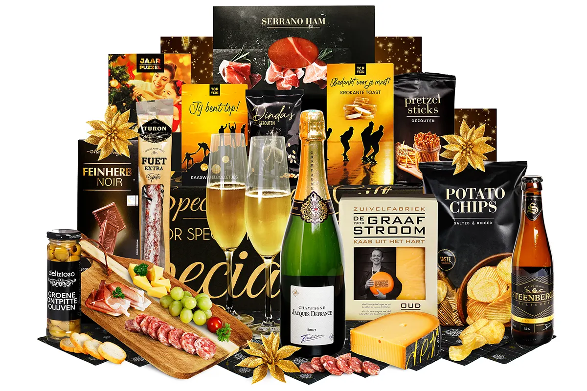 Luxe champagne borrel | Origineel Kerstpakket 2023 van De Witte Raaf Ermelo